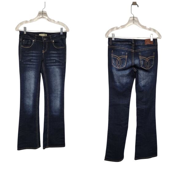 Paris Blues Women’s Junior Boot Cut Denim Jeans Distressed Stretch Size 7 - Picture 1 of 5